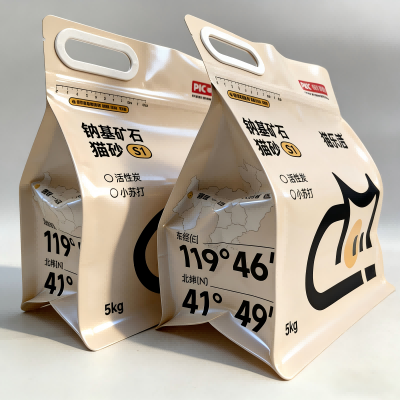 Осумстрана запечатена торба за отпадоци за мачки со рачка со патент