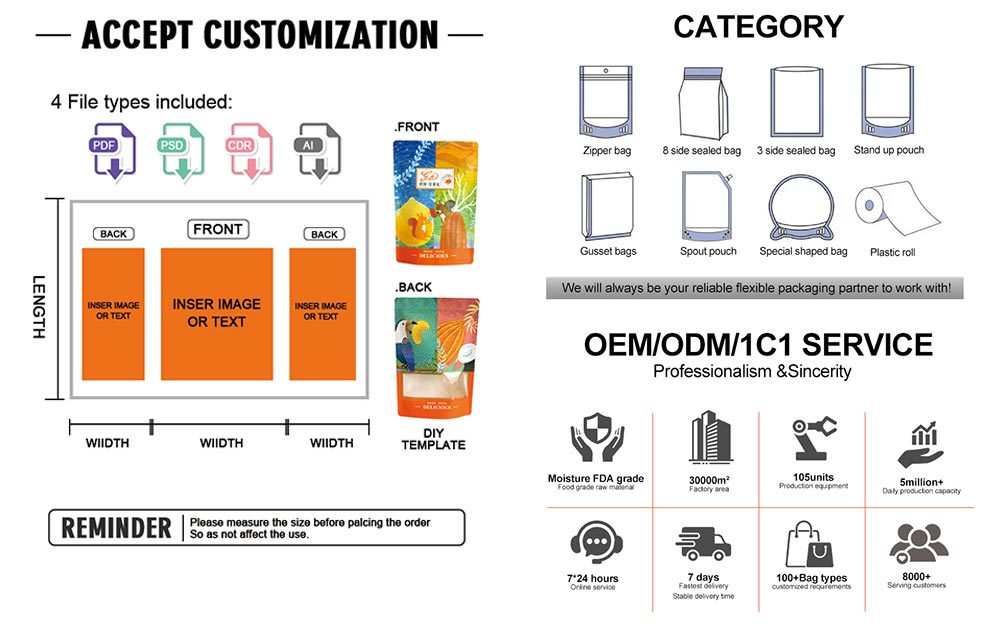 Aluminum foil sealed dried fruit and nut packaging bags